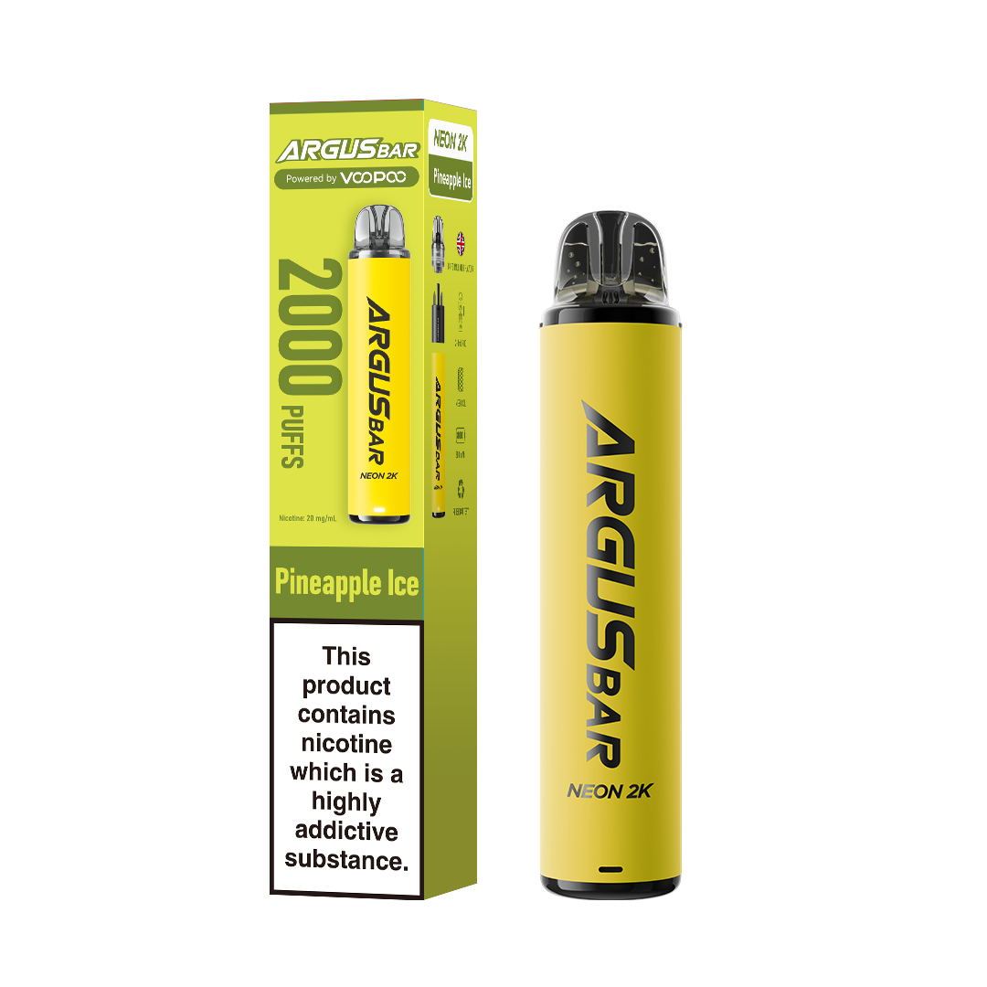 Pineapple Ice Flavoured VooPoo Argus Bar Neon 2K Pod Kits - UK June Compliant Vape Pod Kit