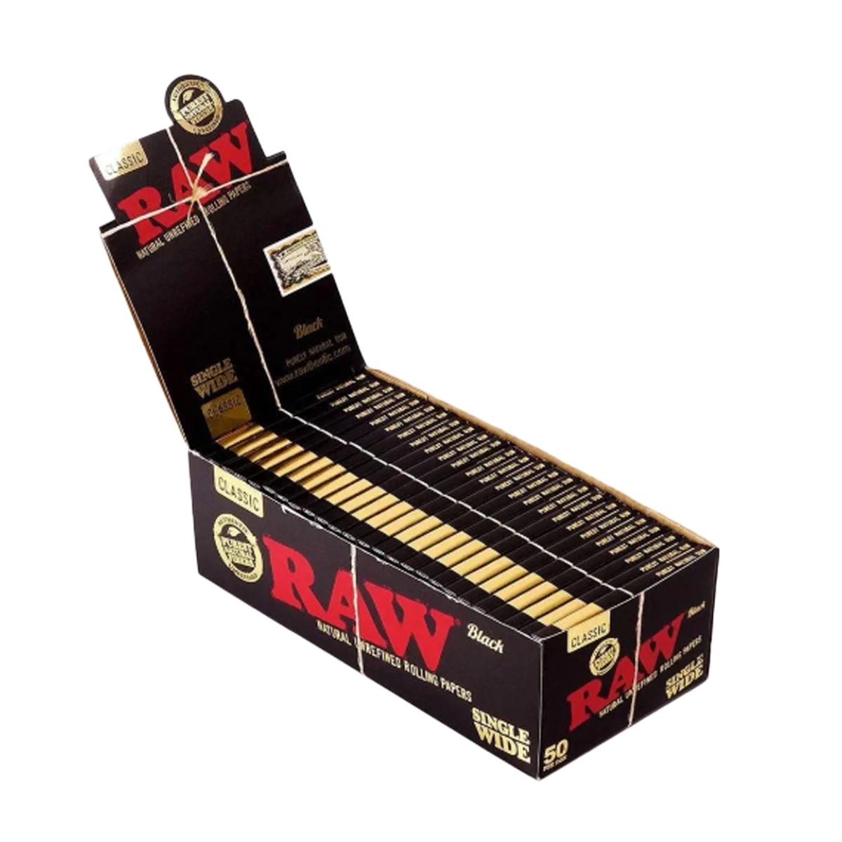RAW Classic Single Wide Black Papers (50 Pack)