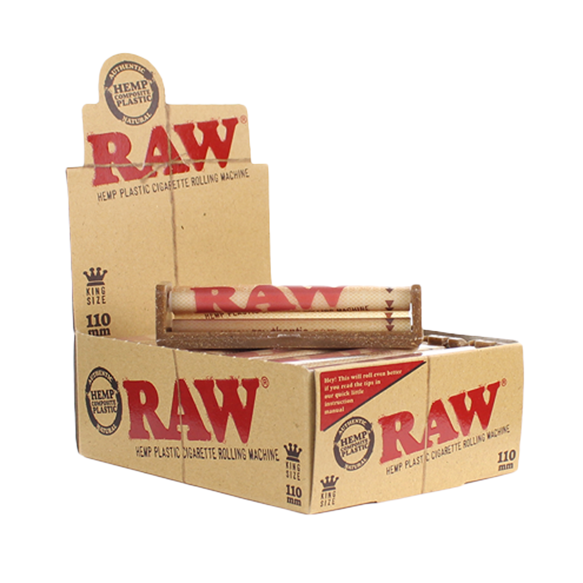 RAW Hemp Plastic Rolling Machine King 110mm (12 Pack)
