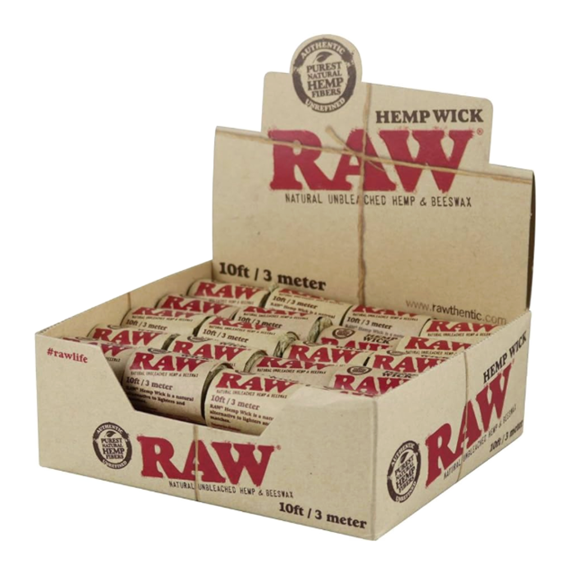 RAW Hemp Wick 3m/10ft (40 Pack)