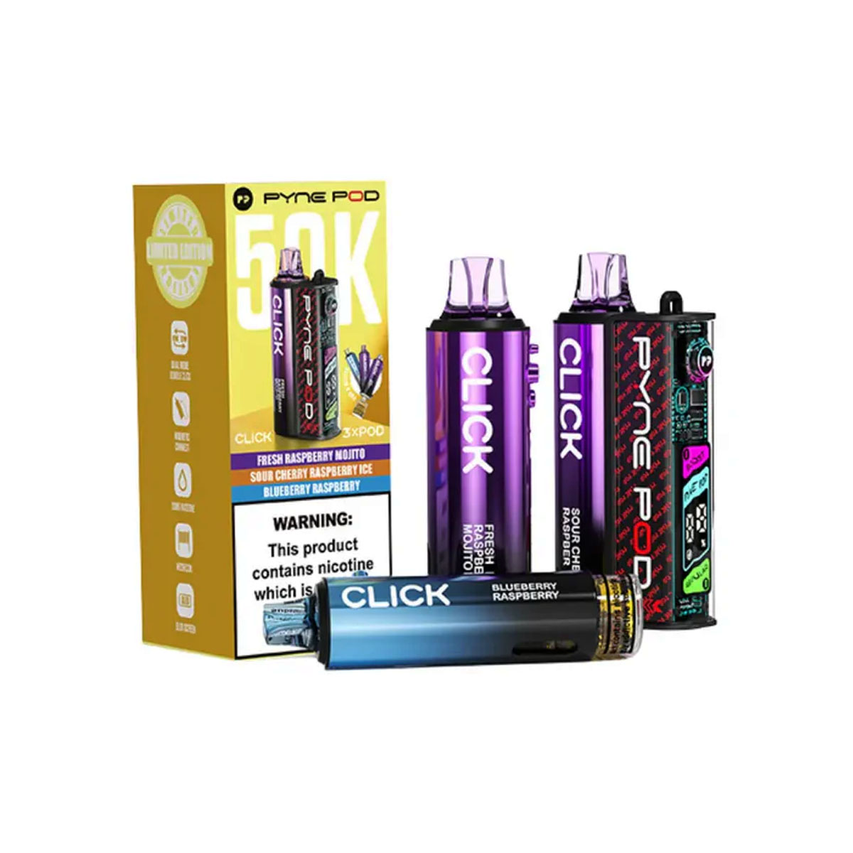 Raspberry Edition Pyne Pod Click 50K Vape Pod Kits